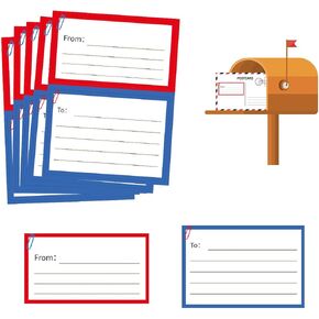 من ملصقات بريدية لعنوان الإرجاع، 50 ورقة فارغة ملصق شحن البريد ملصقات مضمونة بالبريد مقاس 3.5 × 4.5 بوصة خط يدوي ذاتي اللصق من/إلى علامات العنوان لحزمة المدرسة والمكتب المنزلي in Kuwait