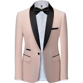 Men's Casual Slim Fit Blazer, One Button Shawl Lapel Jacket, Lightweight Tuxedo for Dinner Prom Party Wedding
