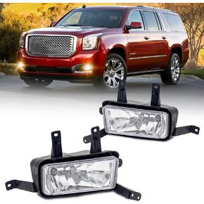 Fog Lights Assembly Replacement For Chevy Tahoe 2015-2020/Chevy Suburban 2015-2020/Chevy Suburban 3500HD 2016-2019/GMC Yukon/Yukon XL Models Only 2015-2020 with H16 12V 19W 1Pair(Clear)