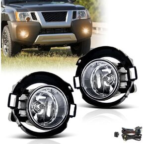 Fog Lights Assembly for 2005 2006 2007 2008 2009 2010 2011 2012 2013 2014 2015 Nissan Xterra Replacement Kit for 2010-2016 2017 Frontier with H11 12V 55W Halogen Bulbs ​Clear Lens