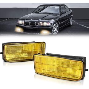 TangMiGe Fog Lights Lamps for 1992 1993 1994 1995 1996 1997 1998 1999 BMW (M3 / E36) 318i 318is 318ti 320i 323i 323is 325i 325is 328i 328is 3 Series Original Design, 1 Pair, Clear Lens, w/H1 Bulbs