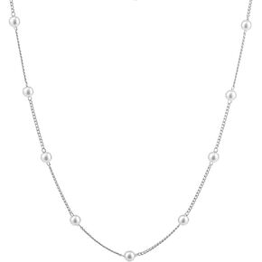 Faux Pearl Necklace for Women Girls Dainty Pearl Choker Necklace 14K Gold Plated Pearl Chain Necklace Mother's Day Valentine Jewelry Gifts