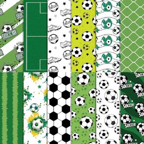 Soccer Scrapbook Paper Pad,24 Pcs Sports Soccer Field Pattern Double-Sided Decopodge Paper,Cardstock Paper for Scrapbooking DIY Decorative Background Cardmaking Supplies Craft Paper
