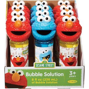 Little Kids Sesame Street Elmo & Cookie Monster 8oz Bubbles & Wand Character Party Favor Pack, 12 Pack,Red/Blue