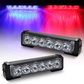 OPP ULITE Emergency Vehicle Strobe Lights Red And Blue Light 14 Modes 6 Led Traffic Advisor Warning Light Bar for Interior Roof/Dash/Windshield/Grille/Deck (52026-2-2 Red Blue)