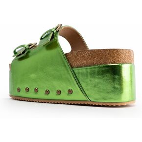 Women's Cork Flatform Sandals Dual Buckled Band Suede Clogs Platform Slip On Sandals