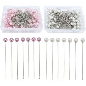 200 قطعة 65 مللي متر طول الأبيض والوردي فو اللؤلؤ رئيس دبابيس الخياطة دبابيس مستقيمة دبابيس اللحف للخياطة ، اللحف ، هدب النسيج DIY بها بنفسك صنع in Kuwait
