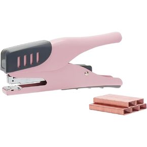 NatSumeBasics Plier Effortless Stapler & 1000 Rose Gold Staples, Black Handheld Stapler 45 Sheet Capacity Heavy Duty Manual Staplers for Office Accessories Supplies (Black)