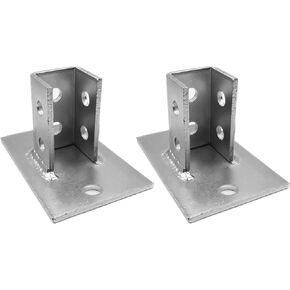 (2 Pack) Airmont Products AP-12036 Single Channel 6x4 Inch Post Base Strut Mount, 2-Hole, for 1-5/8 Inch Strut, Galvanized Zinc Plated Steel, Side Orientation, Corrosion Resistant, Heavy-Duty Support