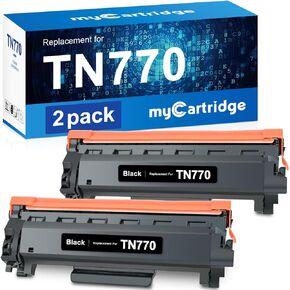myCartridge TN770 TN-770 Compatible Toner Cartridge for Brother TN770 TN-770 Toner Cartridge for Brother Printer MFC-l2750DW MFC-L2750DWXL HL-L2370DWXL HL-2370DW （2 Black）