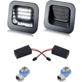 HERCOO LED License Plate Light Smoke Lens Rear Lights Tag Lamp Socket Assembly Compatible with Dodge Ram 1500 2500 3500 Pickup Truck 2003-2018, 6000K White