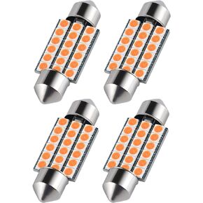 DE3175 LED Car Festoon Bulbs 31mm 1.22inch DE3021 DE3022 6500k Super Bright 300LM LED Replacement for Interior Dome Courtesy Door Map Trunk License Plate Light, Amber (Pack of 4)