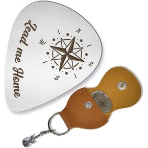 arricraft 1 Pc Stainless Steel Guitar Pick, Leads Me Home Picks Plectrums with Holder Bass Pick Gift for Boyfriends Girlfriends Wife Husband Her Him Men Musician Valentine's Day