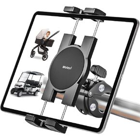 Stroller Tablet Holder for Baby, Phone iPad Holder Mount Handlebar Clamp for Golf Cart, Wheelchair, Scooter, Gym Bicycle, Workout Equipment, Tripod for iPad Pro 12.9, Air, Mini, Tabs, iPhone (4.7-13")