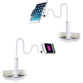 Gooseneck Lazy Bracket for ipad Phone Tablet Cell Phone Stand Holder Tablet Clip Mount Adjustable Flexible Long Arm Universal Phone Mount for Desktop Bedroom Office Bathroom Kitchen