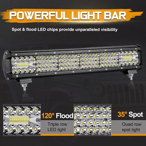 LED Light Bar, Niking Auto 15 Inch 336W Quad Row LED Driving Lights Spot Flood Combo Beam Off Road LED Work Light Fog Lamps Waterproof for Trucks Pickup ATV UTV RZR SUV Boat in Saudi Arabia