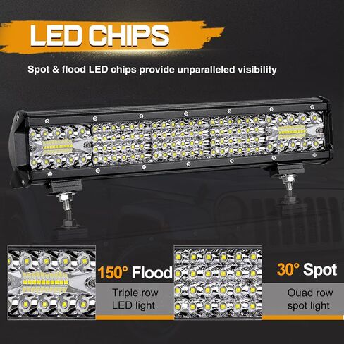 LED Light Bar, Niking Auto 15 Inch 336W Quad Row LED Driving Lights Spot Flood Combo Beam Off Road LED Work Light Fog Lamps Waterproof for Trucks Pickup ATV UTV RZR SUV Boat in Saudi Arabia