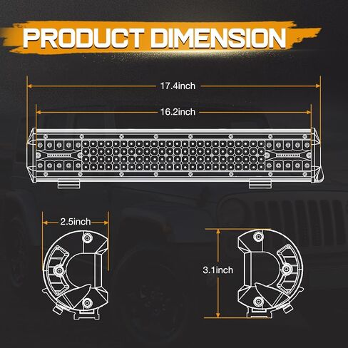 LED Light Bar, Niking Auto 15 Inch 336W Quad Row LED Driving Lights Spot Flood Combo Beam Off Road LED Work Light Fog Lamps Waterproof for Trucks Pickup ATV UTV RZR SUV Boat in Saudi Arabia