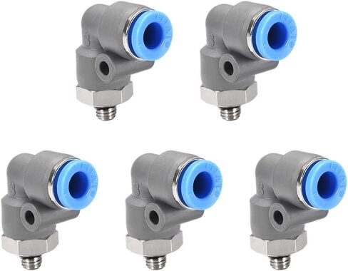 uxcell Elbow Push to Connect Air Fittings 6mm Tube OD x M5 Male Thread Pneumatic Quick Release Connectors Grey 5Pcs in Saudi Arabia