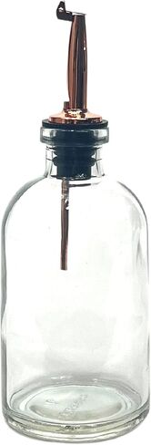 8-ounce Apothecary Clear Glass Bottle with Rose Gold Metal Pour Spout | Oils, Vinegars, Coffee Syrups, Mouthwash | Bottles for Kitchen, Bath and Tabletop in Saudi Arabia