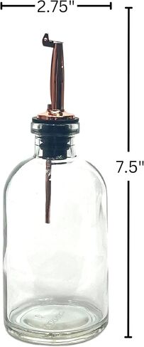 8-ounce Apothecary Clear Glass Bottle with Rose Gold Metal Pour Spout | Oils, Vinegars, Coffee Syrups, Mouthwash | Bottles for Kitchen, Bath and Tabletop in Saudi Arabia