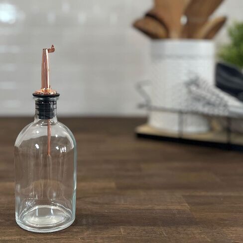 8-ounce Apothecary Clear Glass Bottle with Rose Gold Metal Pour Spout | Oils, Vinegars, Coffee Syrups, Mouthwash | Bottles for Kitchen, Bath and Tabletop in Saudi Arabia