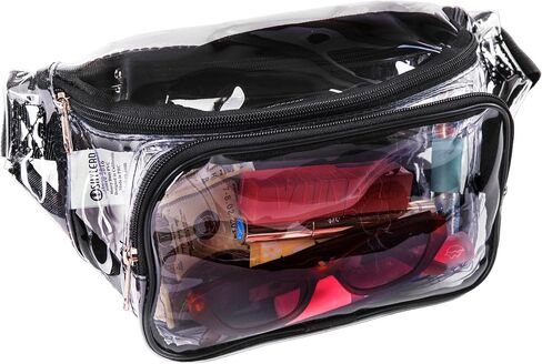 Clear Fanny Pack Stadium Approved - 4 Zip Pockets - XL Size Friendly - Clear Belt Bag or Clear Crossbody Bag Adjustable Waist Strap - Clear Bag Stadium Approved - 11’x5.9’x3.6 in Saudi Arabia