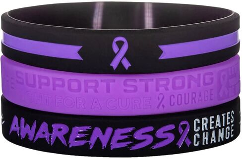 أساور سيليكون تحفيزية للتوعية بشريط أرجواني من Sainstone مع مقولة ملهمة - الإيمان، القوي، الوعي، هدايا أساور المعصم الملونة للسرطان للرجال والنساء والناجين والممرضات in Kuwait