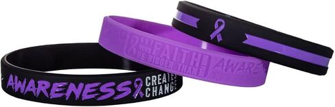 أساور سيليكون تحفيزية للتوعية بشريط أرجواني من Sainstone مع مقولة ملهمة - الإيمان، القوي، الوعي، هدايا أساور المعصم الملونة للسرطان للرجال والنساء والناجين والممرضات in Kuwait