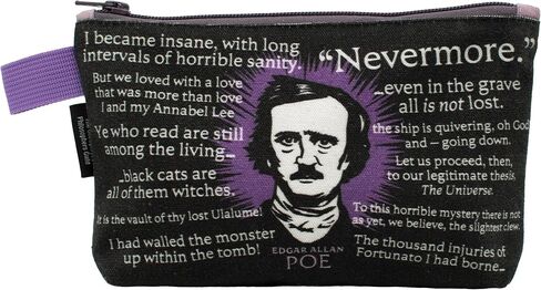 The Unemployed Philosophers Guild Edgar Allan Poe Bag - 9" Canvas Zipper Gothic Themed Pouch for Pencils, Tools, Cosmetics, Toiletries, and More in Saudi Arabia