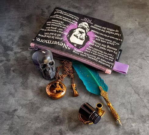 The Unemployed Philosophers Guild Edgar Allan Poe Bag - 9" Canvas Zipper Gothic Themed Pouch for Pencils, Tools, Cosmetics, Toiletries, and More in Saudi Arabia