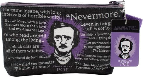 The Unemployed Philosophers Guild Edgar Allan Poe Bag - 9" Canvas Zipper Gothic Themed Pouch for Pencils, Tools, Cosmetics, Toiletries, and More in Saudi Arabia