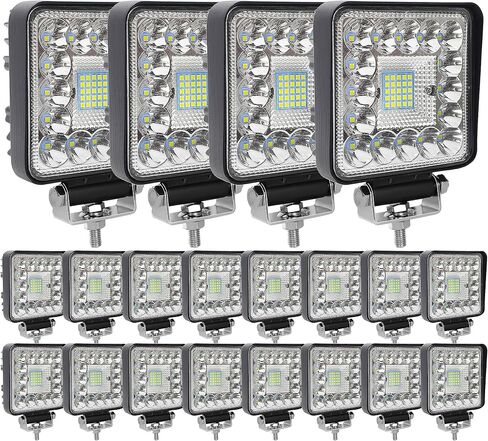 LED Tractor Lights,4.5INCH 123W LED Spot Lights for Truck,20pcs 10000lm 12V 24V Square LED Work Light Offroad Lights for Boats Trailer ATV UTV SUV RV OTR in Saudi Arabia