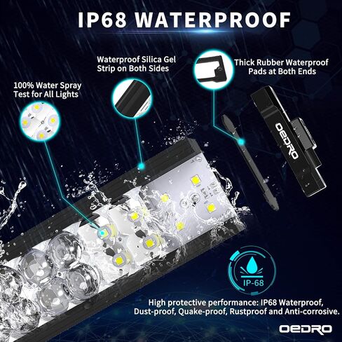OEDRO LED Light Bar 16 بوصة 175W 19250LM مجموعة مصابيح LED مطورة للفيضانات مع 9.85ft تسخير الأسلاك، IP68 مصباح القيادة على الطرق الوعرة مناسب لقارب الالتقاط Jeep SUV 4WD 4X4 ATV UTV Truck Tractor in Kuwait