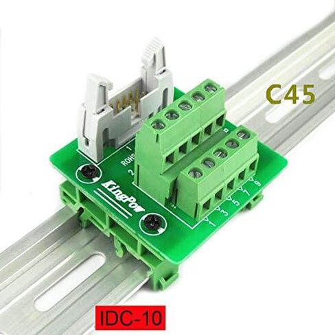 IDC10 2x5 دبابيس ذكر رأس لوحة القطع موصل كتلة المحطة مع أقدام تركيب السكك الحديدية البسيطة DIN in Kuwait