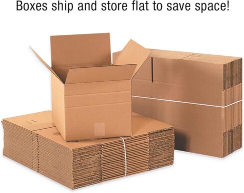 BOX USA 14 x 14 x 6 Corrugated Cardboard Boxes, Flat 14"L x 14"W x 6"H, Pack of 25 | Shipping, Packaging, Moving, Storage Box for Home or Business, Strong Wholesale Bulk Boxes in Saudi Arabia