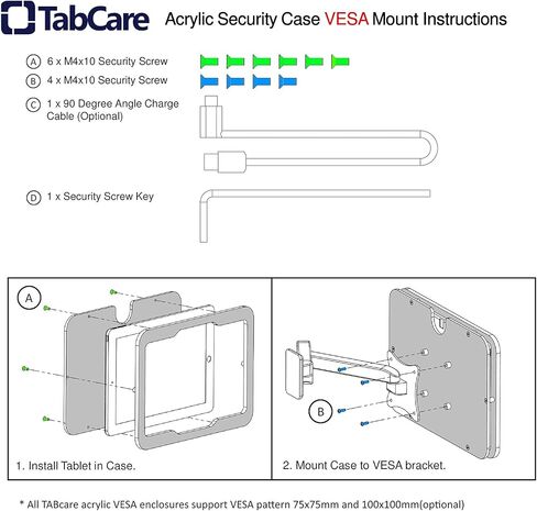 حافظة TABcare Security مضادة للسرقة من الأكريليك لجهاز Lenovo TAB M10 Plus FHD الجيل الثاني مقاس 10 بوصات مع مجموعة تثبيت على الحائط (أسود، TAB M10 Plus Gen 2) in Kuwait