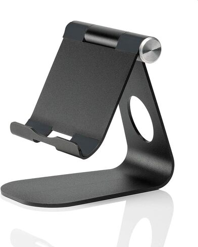 Tablet Stand Multi-Angle Adjustable. Tablet Holder for iPad, iPad Pro, iPhone, Tablets, E-Reader and Phones - Desktop Holder Compatible with Tablets up to 12.9" (Black) in Saudi Arabia