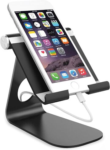Tablet Stand Multi-Angle Adjustable. Tablet Holder for iPad, iPad Pro, iPhone, Tablets, E-Reader and Phones - Desktop Holder Compatible with Tablets up to 12.9" (Black) in Saudi Arabia