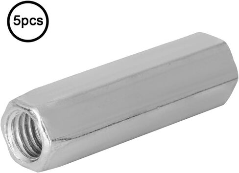 Marhynchus 5 قطع صواميل توصيل سداسية طويلة الأكمام من الفولاذ الكربوني M10 مثبتات ملولبة (M10*40 * 13 مم) أجزاء تثبيت صامولة صواميل قضيب سداسي صواميل مثبتات ملولبة قضيب صامولة طويل in Kuwait