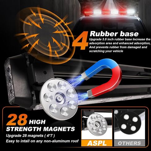 ASPL 26 بوصة 126 LED على السطح أضواء ستروب للطوارئ شريط مزدوج الجانب وامض تحذير للسلامة مستشار المرور شريط ضوء خطر محراث الثلج للشاحنات والمركبات وسحب البناء (العنبر/الأبيض) in Kuwait