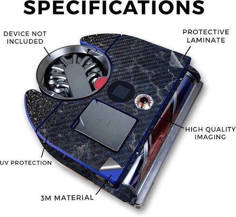 Carbon Fiber Skin Compatible with Dyson 360 Vis Nav - Dark Shimmer Marble - Premium 3M Vinyl Protective Wrap Decal Cover - Easy to Apply | Crafted in The USA by MightySkins in Kuwait