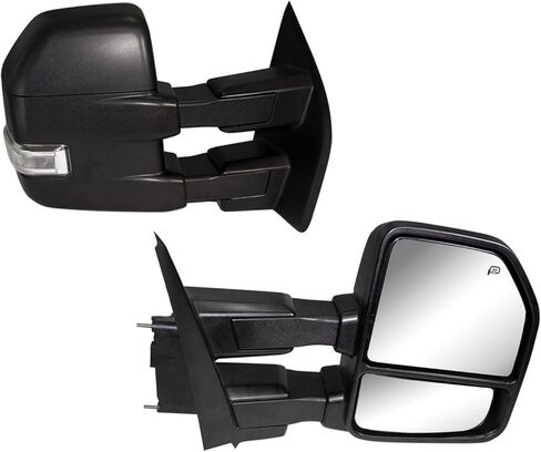 Towing Mirrors compatible for 2015 2016 2017 2018 2019 2020 Ford F150 Pickup Truck Side Mirrors with Turn Signal Lights Puddle Lights Auxiliary Lamp Power Heated Black Housing Pair in Saudi Arabia