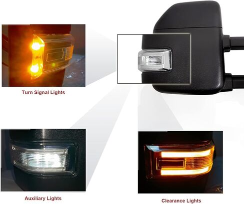 Towing Mirrors compatible for 2015 2016 2017 2018 2019 2020 Ford F150 Pickup Truck Side Mirrors with Turn Signal Lights Puddle Lights Auxiliary Lamp Power Heated Black Housing Pair in Saudi Arabia