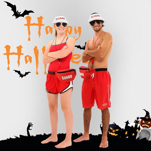 4 Pcs Guard Costume Set Include White Printed Hat Fanny Pack Whistle and Sunglasses for Adults Beach Dress Up in Saudi Arabia