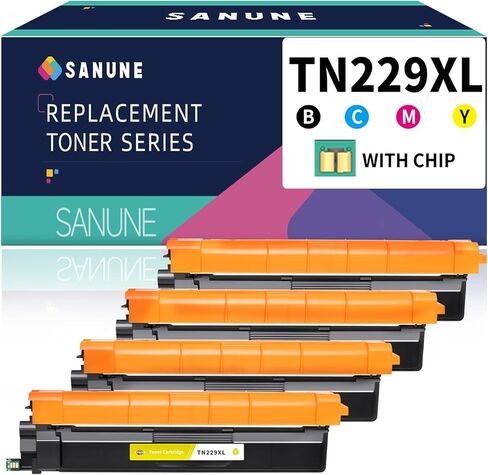 خراطيش حبر TN229XL (مع شريحة) عالية الإنتاجية مكونة من 4 قطع بديلة لحبر الطابعة Brother TN229 TN-229XL TN229XLBK لحبر الطابعة Brother HL-L3220CDW HL-L3280CDW HL-L3295CDW MFC-L3720CDW MFC-L3780CDW in Kuwait