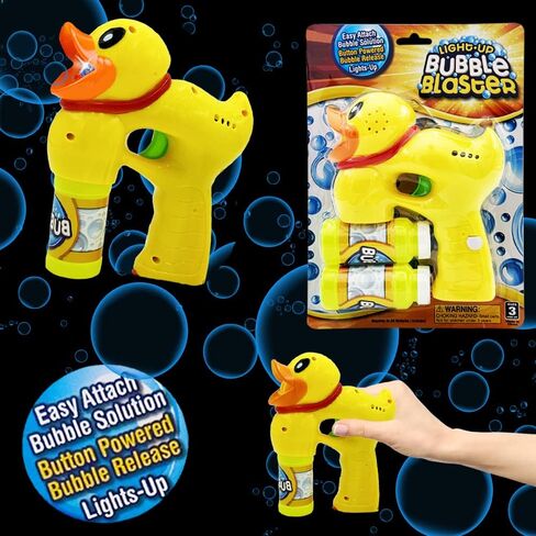The Dreidel Company Light Up Ducky Bubble Blaster Gun Set, Includes Two Bubble Bottles and Batteries, Outdoor, Indoor Toys for Kids Fun, Gift Idea, Party Favor in Saudi Arabia
