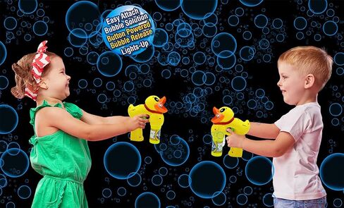 The Dreidel Company Light Up Ducky Bubble Blaster Gun Set, Includes Two Bubble Bottles and Batteries, Outdoor, Indoor Toys for Kids Fun, Gift Idea, Party Favor in Saudi Arabia