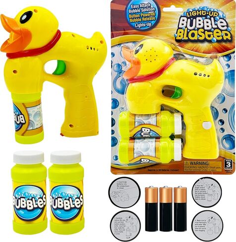 The Dreidel Company Light Up Ducky Bubble Blaster Gun Set, Includes Two Bubble Bottles and Batteries, Outdoor, Indoor Toys for Kids Fun, Gift Idea, Party Favor in Saudi Arabia