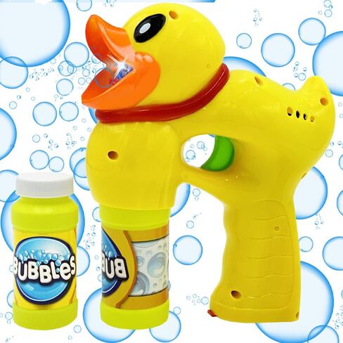 The Dreidel Company Light Up Ducky Bubble Blaster Gun Set, Includes Two Bubble Bottles and Batteries, Outdoor, Indoor Toys for Kids Fun, Gift Idea, Party Favor in Saudi Arabia